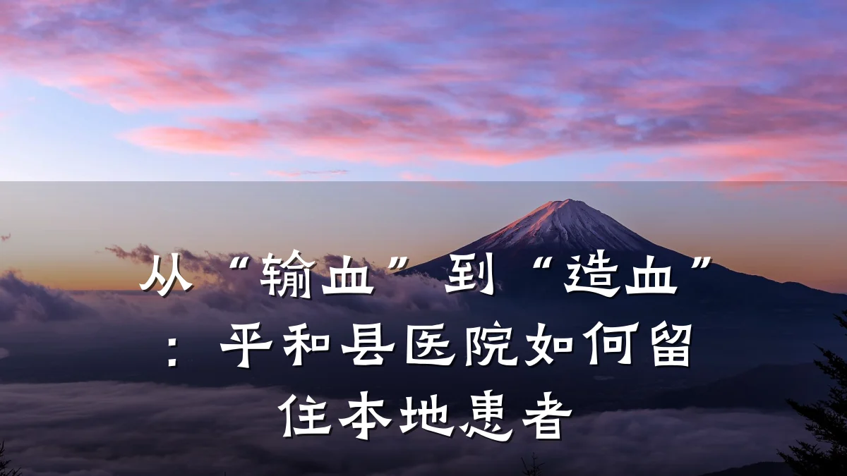 从“输血”到“造血”:平和县医院如何留住本地患者