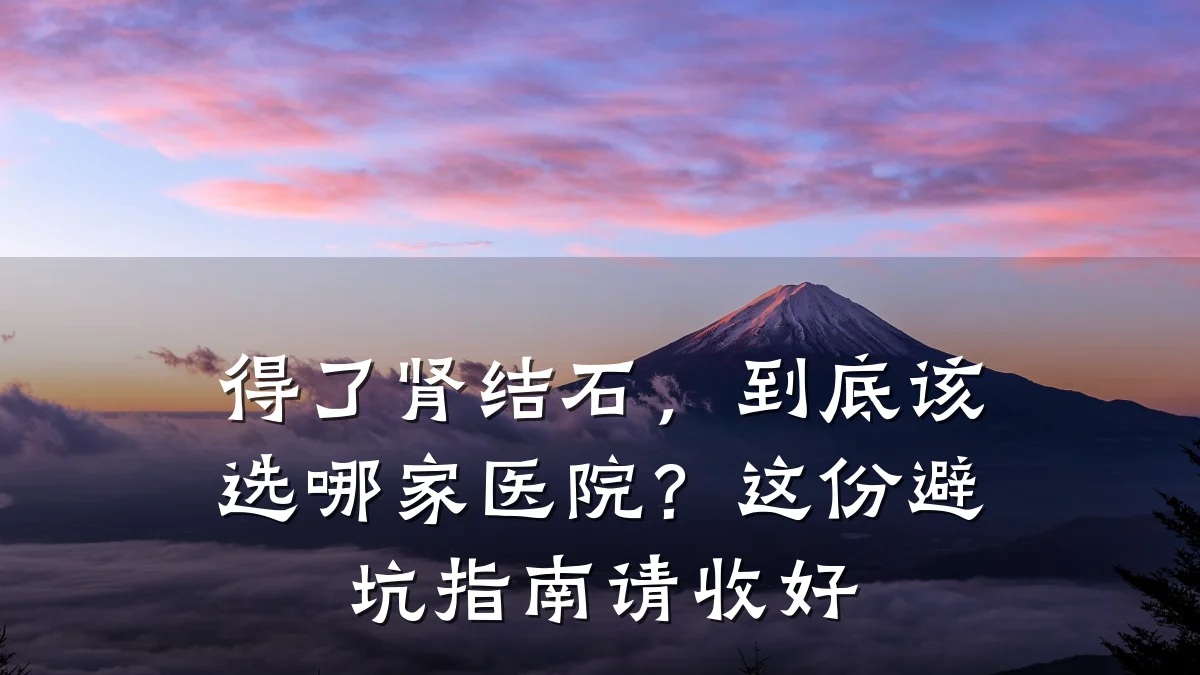 得了肾结石，到底该选哪家医院？这份避坑指南请收好