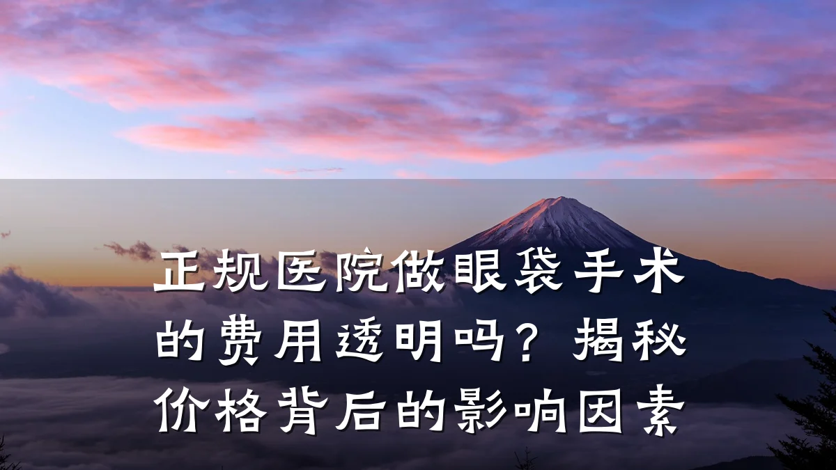 正规医院做眼袋手术的费用透明吗？揭秘价格背后的影响因素