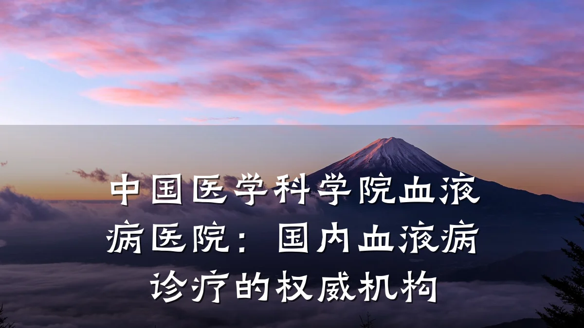 中国医学科学院血液病医院:国内血液病诊疗的权威机构