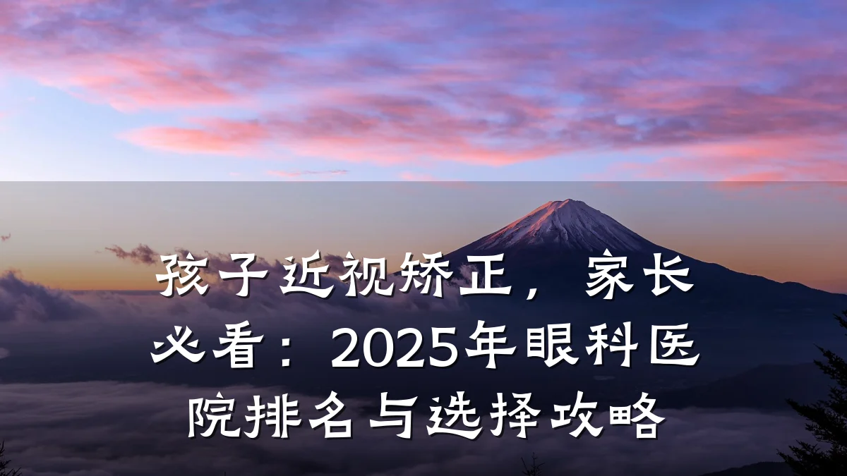孩子近视矫正,家长必看:2025年眼科医院排名与选择攻略